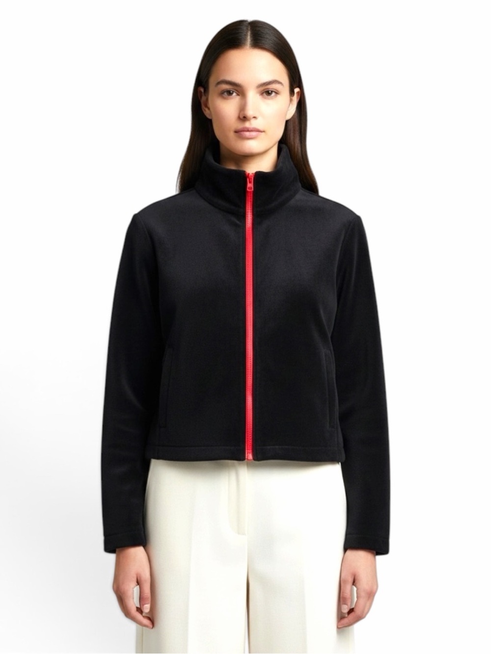 600 West Women's Black Velour Track Suit Set | Red Zip | Jacket M | Pants 6